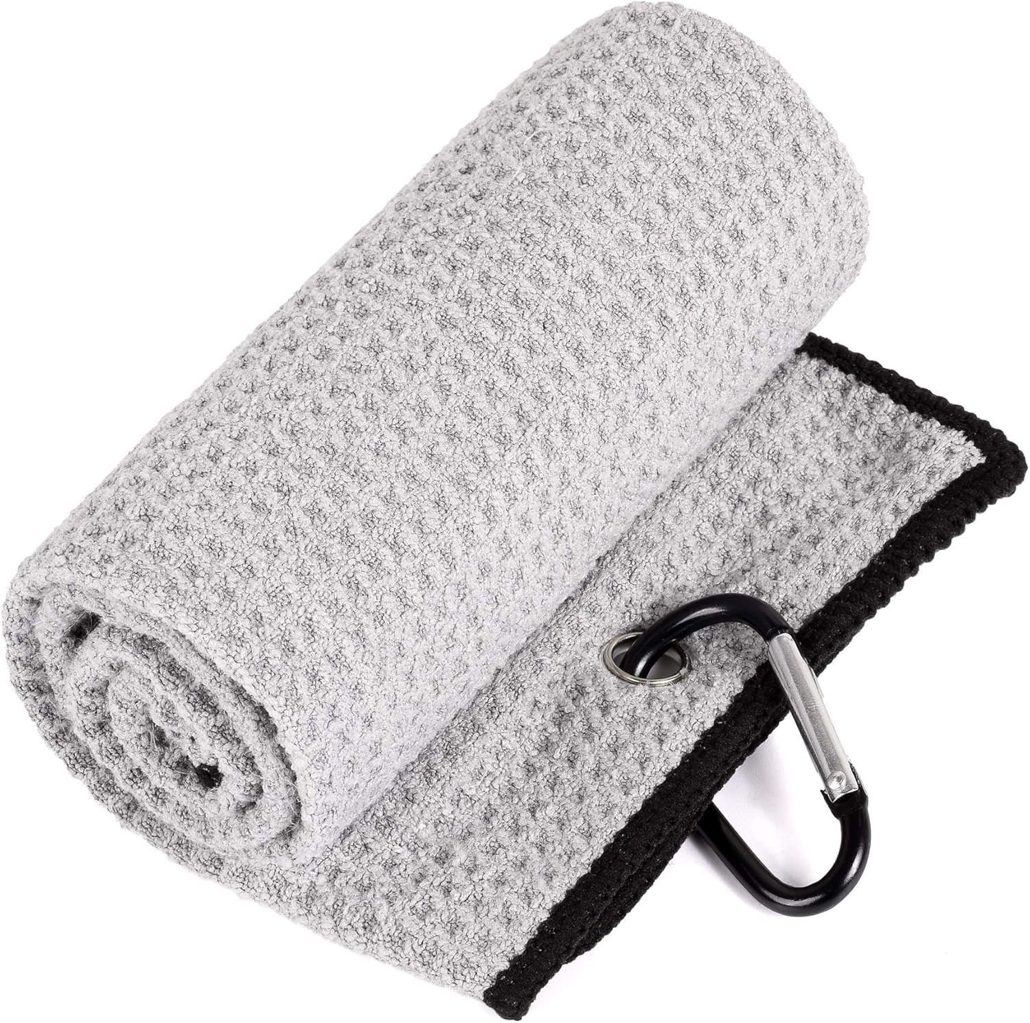 Microfiber Waffle Pattern Golf Towel | Club Groove Cleaner Brush | Foldable Divot Tool with Magnetic Ball Marker