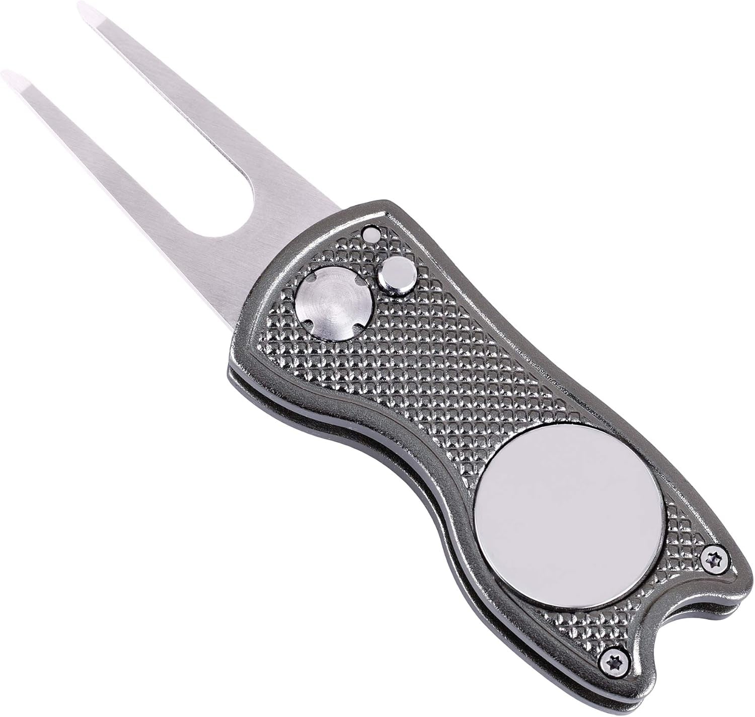 Microfiber Waffle Pattern Golf Towel | Club Groove Cleaner Brush | Foldable Divot Tool with Magnetic Ball Marker